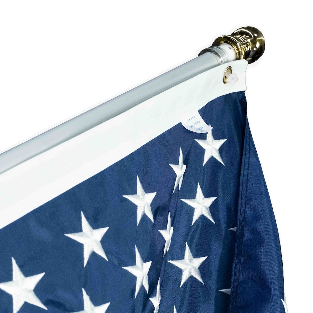 Silver American flag set with ball top