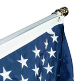 Silver American flag set with ball top