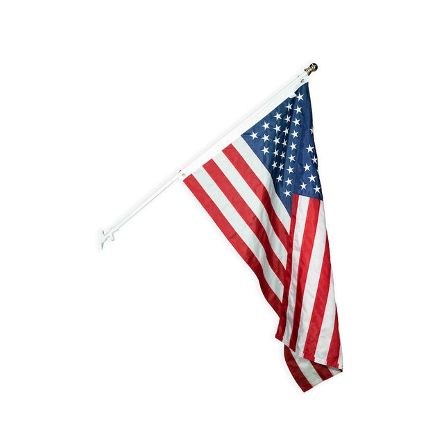 White American flag set with metal bracket
