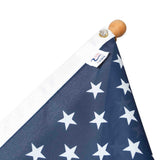 Wooden pole with American flag star field with heading and grommets