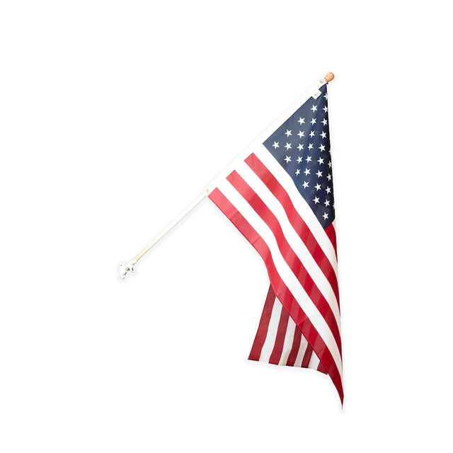 American Flagset with heading and grommets and wooden pole