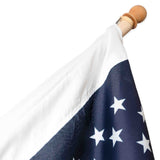 Wooden pole with American flag star field with pole sleeve heading