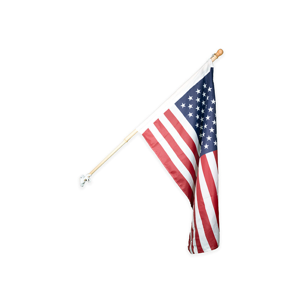 American Flagset with pole sleeve and wooden pole