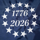 Betsy Ross 1776-2026 embroidered nylon flag star field