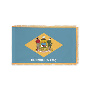 Delaware state flag with pole sleeve and fringe