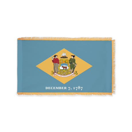 Delaware state flag with pole sleeve and fringe