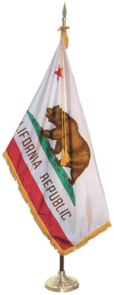 California State Flag Set - Deluxe Oak Flagpole