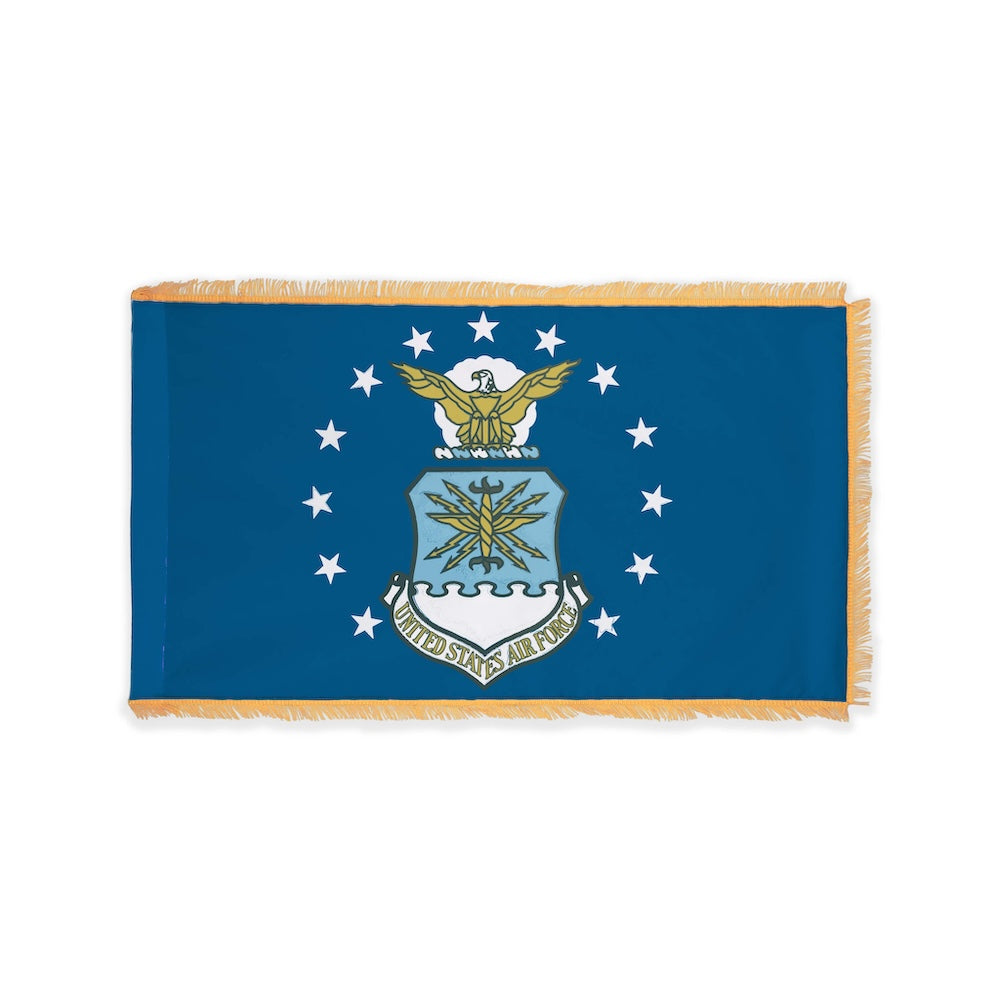 Nylon Air Force government design flag with pole sleeve and fringe