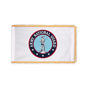 Indoor Army National Guard flag with pole sleeve and fringe