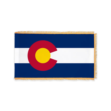 Colorado state flag with pole sleeve and fringe