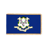 Connecticut state flag with pole sleeve and fringe