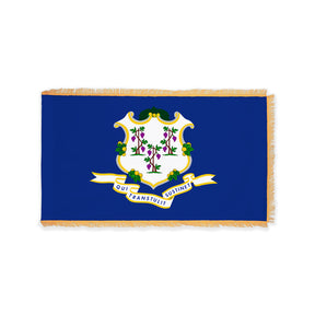 Connecticut state flag with pole sleeve and fringe