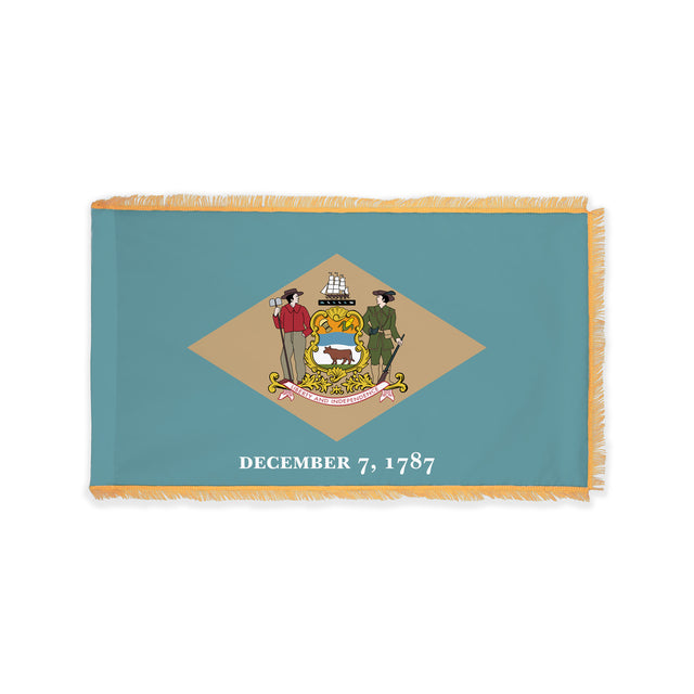 Delaware state flag with pole sleeve and fringe