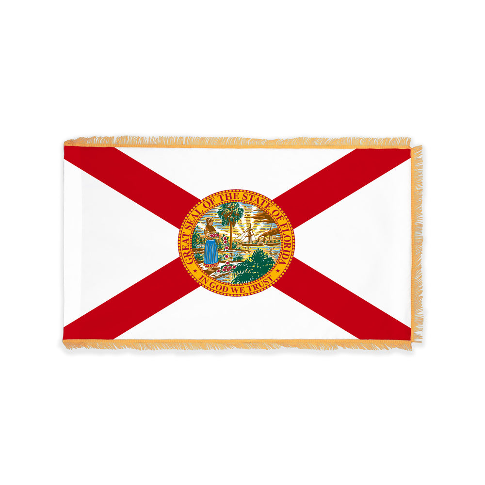 Florida state flag with pole sleeve and fringe