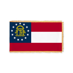 Georgia state flag with pole sleeve and fringe