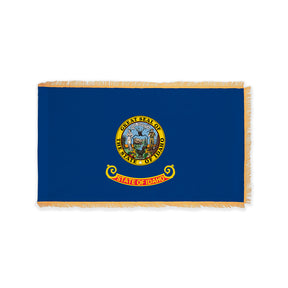 Idaho state flag with pole sleeve and fringe