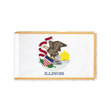 Illinois state flag with pole sleeve and fringe