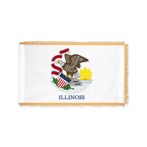 Illinois state flag with pole sleeve and fringe
