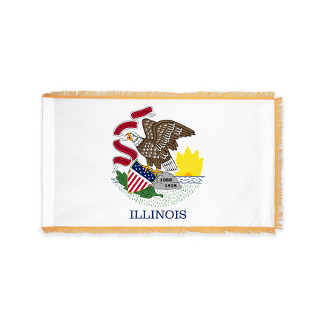 Illinois state flag with pole sleeve and fringe