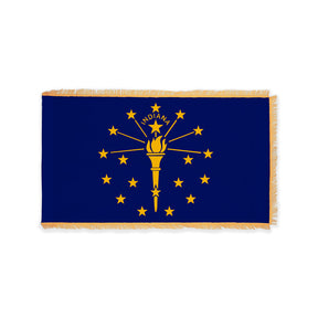 Indiana state flag with pole sleeve and fringe