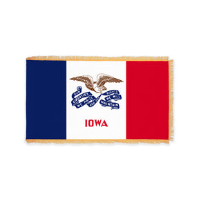 Iowa state flag with pole sleeve and fringe
