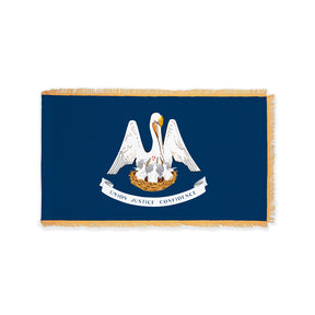 Louisiana state flag with pole sleeve and fringe