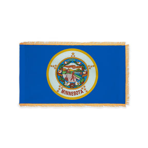 Minnesota historic state flag with pole sleeve and fringe