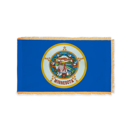 Minnesota historic state flag with pole sleeve and fringe