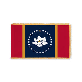 Mississippi state flag with pole sleeve and fringe