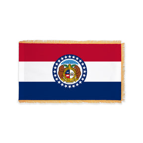 Missouri state flag with pole sleeve and fringe