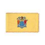 New Jersey state flag with pole sleeve and fringe