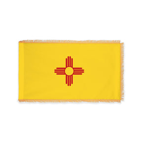 New Mexico state flag with pole sleeve and fringe