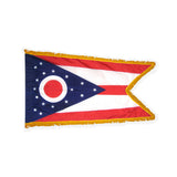 Ohio state flag with pole sleeve and fringe