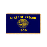 Oregon state flag with pole sleeve and fringe