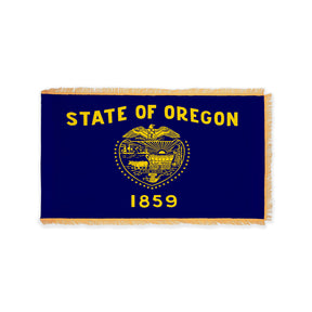 Oregon state flag with pole sleeve and fringe