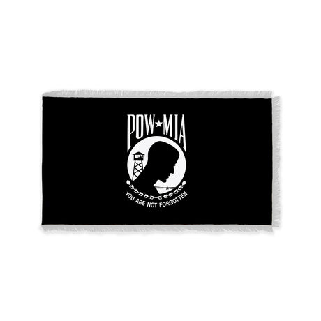 POW/MIA double sided flag with pole sleeve and white fringe