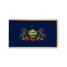 Pennsylvania state flag with pole sleeve and fringe