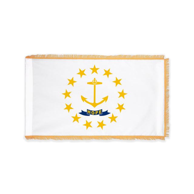 Rhode Island state flag with pole sleeve and fringe