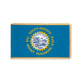 South Dakota state flag with pole sleeve and fringe