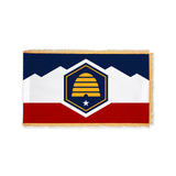 Utah state flag with pole sleeve and fringe