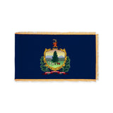 Vermont state flag with pole sleeve and fringe