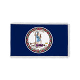 Virginia state flag with pole sleeve and white fringe