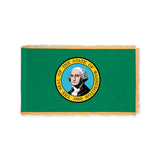 Washington state flag with pole sleeve and fringe