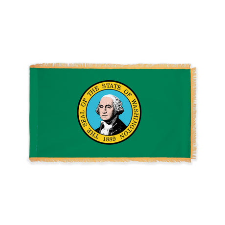Washington state flag with pole sleeve and fringe