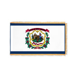 West Virginia state flag with pole sleeve and fringe
