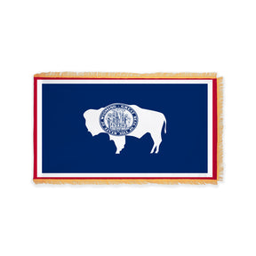 Wyoming state flag with pole sleeve and fringe
