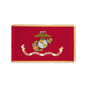 Indoor Marine Corps flag with pole sleeve and fringe