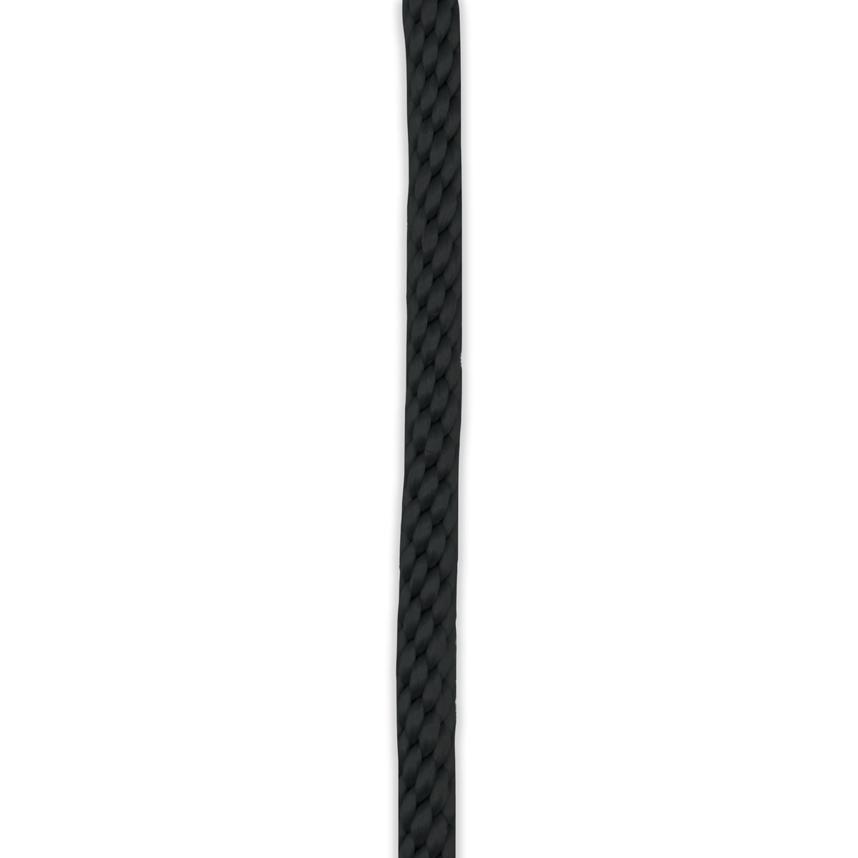 Black halyard rope cut to length for flagpoles, durable outdoor-grade cord for raising and lowering flags.