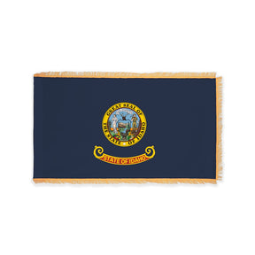 Idaho state flag with pole sleeve and fringe