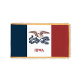 Iowa state flag with pole sleeve and fringe